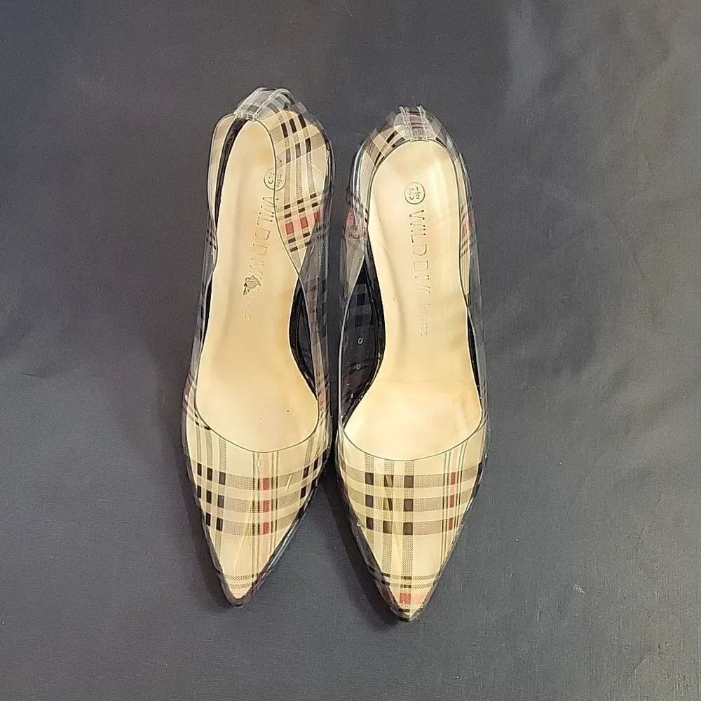 WILD DIVA PLAID POINTED TOE HIGH HEEL STILETTOS PUMP S2 - Picture 3 of 16